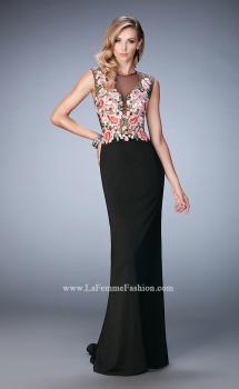 Picture of: Long Lace Prom Gown with Keyhole Back, in Black Style: 22935, Main Picture