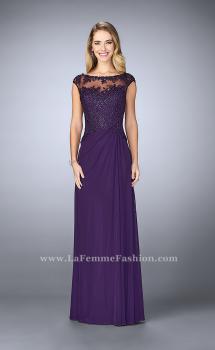 Picture of: Net evening Gown with Sheer Neckline in Purple, Style: 23456, Main Picture