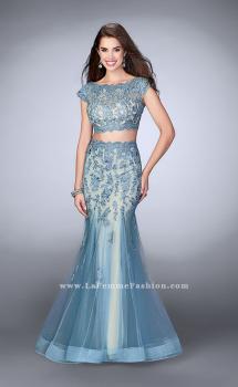 Picture of: Two Piece Lace Dress with Scallops and a Tulle Skirt in Blue, Style: 23567, Main Picture