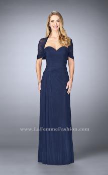 Picture of: Evening Dress with Attached Shoulder Wrap in Blue, Style: 23623, Main Picture
