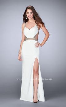 Picture of: Fitted Prom Dress with Beaded Straps and Open Back in White, Style: 23683, Main Picture