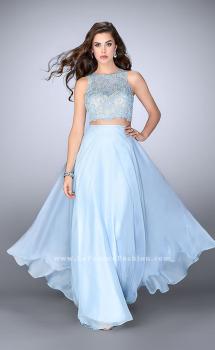 Picture of: Two Piece Prom Dress with A-line Skirt and Lace in Blue, Style: 23775, Main Picture