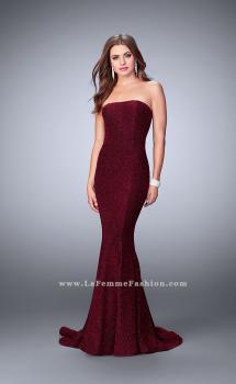 Picture of: Long Strapless Sparkly Prom Jersey Dress with Train in Red, Style: 23834, Main Picture