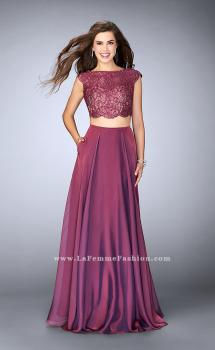 Picture of: Two Piece A-line Dress with Scalloped Top and Pockets in Purple, Style: 23922, Main Picture