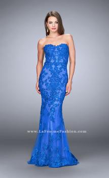 Picture of: Strapless Fitted Lace Dress with Sweetheart Neckline in Blue, Style: 24106, Main Picture