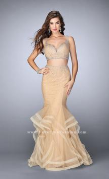 Picture of: Long Tulle Mermaid Prom Gown with Rhinestones in Nude, Style: 24157, Main Picture