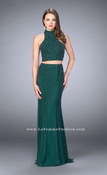 Picture of: Beaded Two Piece Prom Dress with Open Back in Green, Style: 24158, Main Picture