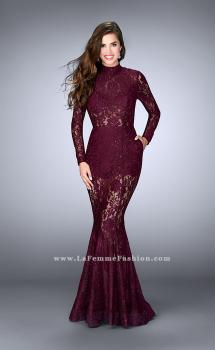 Picture of: Sheer Lace Romper Dress with Open Back and Pockets in Red, Style: 24164, Main Picture