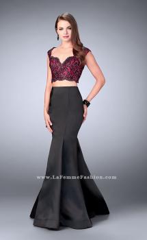 Picture of: Long Two Piece Mermaid Dress with Beaded Lace Top in Black, Style: 24235, Main Picture