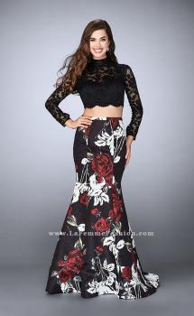 Picture of: Two Piece Prom Dress with Lace Top and Mermaid Skirt in Print, Style: 24285, Main Picture