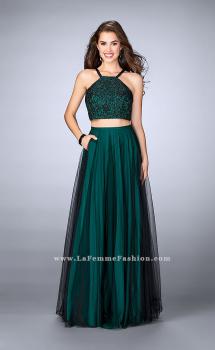 Picture of: Two Piece A-line Dress with Lace Top and Tulle Skirt in Green, Style: 24365, Main Picture