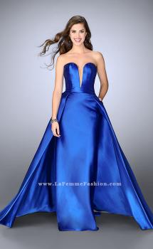 Picture of: Long Cape Dress with a Deep Sweetheart Neckline in Blue, Style: 24467, Main Picture