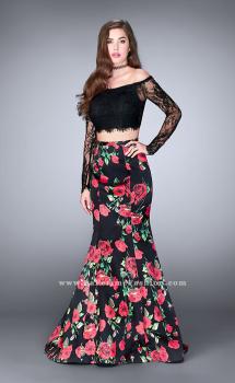 Picture of: Floral Long Sleeve Two Piece Mermaid Style Prom Dress in Print, Style: 24522, Main Picture