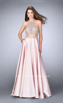 Picture of: Two Piece A-line Prom Gown with Full Satin Skirt in Pink, Style: 24563, Main Picture