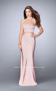 Picture of: Beaded Illusion Two Piece Dress with Attached Choker in Pink, Style: 24594, Main Picture
