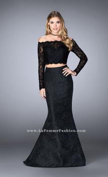 Picture of: Two Piece Lace Top Prom Dress with Mermaid Skirt in Black, Style: 24648, Main Picture