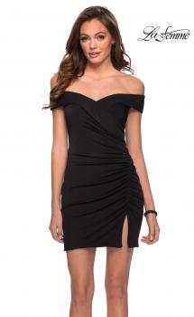 Picture of: Off the Shoulder Black Party Dress with Ruching in Black, Style: 29279, Main Picture