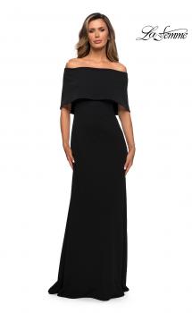 Picture of: Off the Shoulder Jersey Gown with Column Skirt in Black, Style: 28209, Main Picture