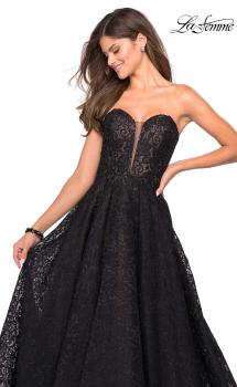 Picture of: A Line Lace Strapless Ball Gown in Black Nude, Style: 27284, Main Picture