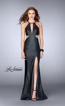 Picture of: Vegan Leather Dress with Side Cut Outs and High Slit in Black, Style: 24739, Main Picture