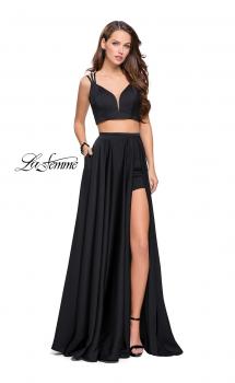 Picture of: Two Piece Prom Dress with Shorts and Strappy Back in Black, Style: 25288, Main Picture