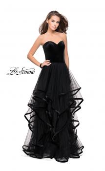 Picture of: Strapless Tulle Ball Gown with Velvet Detail in Black, Style: 25461, Main Picture