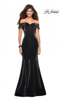 Picture of: Off The Shoulder Long Jersey Prom Dress in Black, Style: 27176, Main Picture