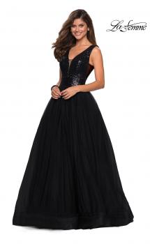 Picture of: sequin Bust A Line Prom Gown with Pockets in Black, Style: 27336, Main Picture
