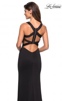Picture of: Form Fitting Jersey Prom Dress with Side Leg Slit in Black, Style: 27479, Main Picture