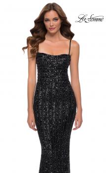 Picture of: Modern Gown with Thick Line Sequin Fabric in Black, Style 29713, Main Picture