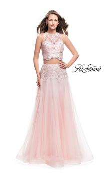 Picture of: Beaded and Lace Two Piece Dress With Tulle Skirt in Blush, Style: 26309, Main Picture