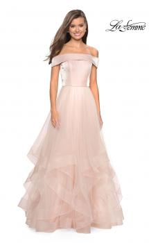 Picture of: Elegant Off the Shoulder Tulle Layered Ball Gown in Blush, Style: 27224, Main Picture