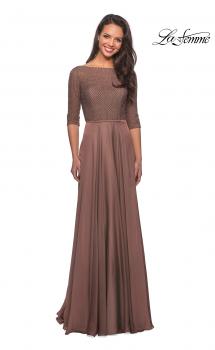 Picture of: Modern gown with beaded bodice and empire waist in Cocoa, Style: 25011, Main Picture