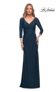 Picture of: Ultra Soft Jersey Long Dress with Three-Quarter Sleeves in Dark Teal, Main Picture