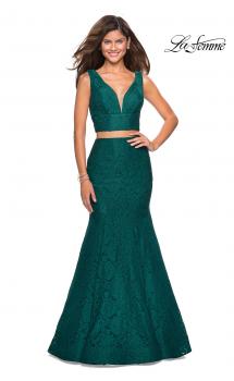 Picture of: Sweetheart Neckline Two Piece Long Lace Prom Dress in Forest Green, Style: 27262, Main Picture