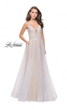 Picture of: A-line Ball Gown with Organza Skirt and Beaded Bodice in Ivory, Style: 25701, Main Picture