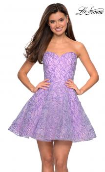 Picture of: Short Prom Dress with Sequins and A-Line Skirt in Lavender, Style: 27517, Main Picture
