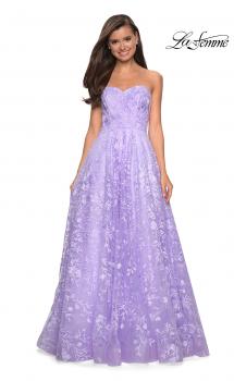 Picture of: Strapless A-Line Gown with Floral Embroidery in Lavender, Style: 27746, Main Picture
