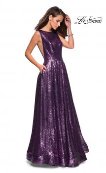 Picture of: Fully sequin A Line Gown with Illusion Sides in Light Purple, Style: 27061, Main Picture
