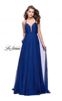 Picture of: A-line Prom Dress with Ruched Bodice and Pockets in Marine Blue, Style: 26190, Main Picture