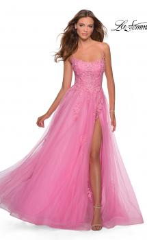 Picture of: A-line Tulle Gown with Floral Embroidery and Pockets in Millennial Pink, Style: 28470, Main Picture