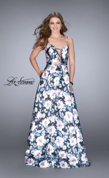 Picture of: Long Flower Print Mikado A-line Prom Dress in Print, Style: 24717, Main Picture