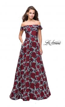Picture of: Off the Shoulder A-line Gown with Floral Print in Multi, Style: 25790, Main Picture