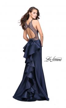 Picture of: Mikado Mermaid Dress with High Neck and Beading in Navy, Style: 26181, Main Picture