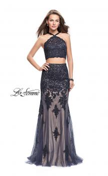 Picture of: Two Piece Prom Dress with Beaded Top and Tulle Skirt in Navy, Style: 26305, Main Picture