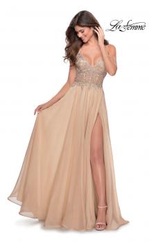 Picture of: A-line Gown with Sheer Floral Embellished Bodice in Nude, Style: 28543, Main Picture