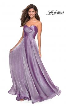 Picture of: Strapless Chiffon Dress with Criss Cross Bodice Detail in Orchid, Style: 27515, Main Picture