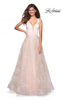 Picture of: Elegant Ball Gown With Floral Printed Skirt and Pockets in Pale Pink, Style: 27325, Main Picture