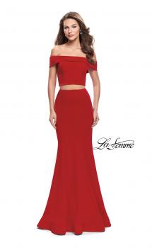 Picture of: Form Fitting Off the Shoulder Jersey Mermaid Dress in Red, Style: 25578, Main Picture