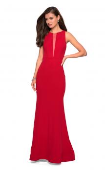 Picture of: High Neckline Jersey Prom Dress with Open Back in Red, Style: 27124, Main Picture